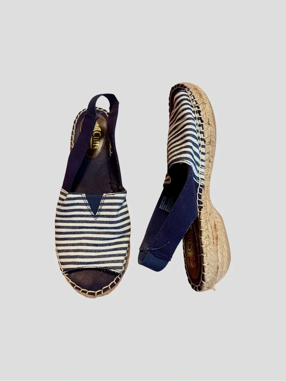 Cliffs by White Mountain Navy Stripe Espadrille Slingback Sandals 7.5